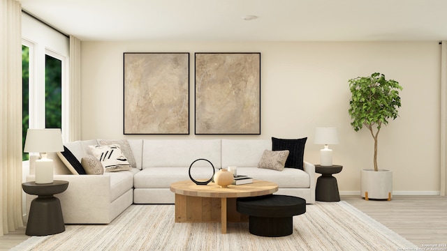 sitting room featuring light wood-type flooring