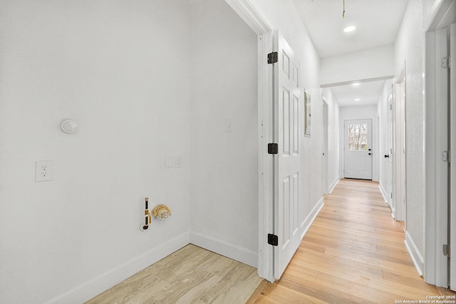 corridor featuring light wood-type flooring