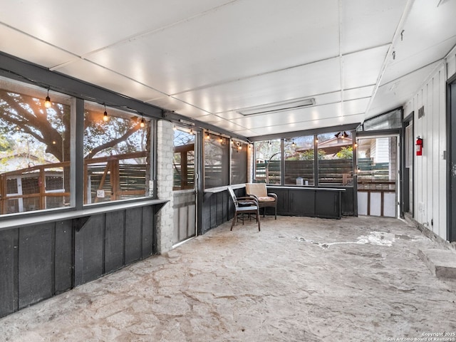 view of unfurnished sunroom