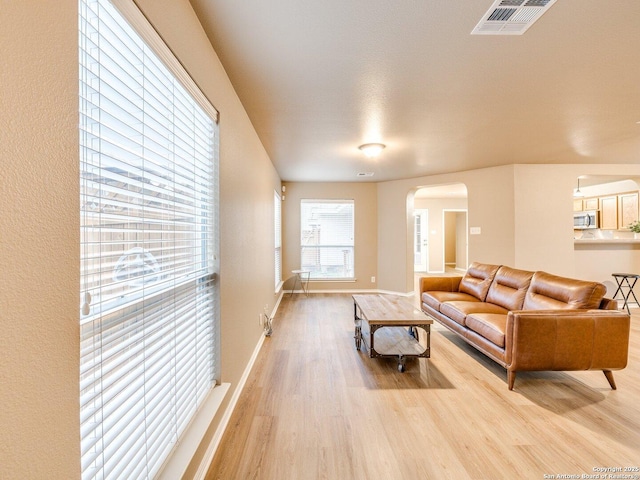 living room featuring light hardwood / wood-style flooring