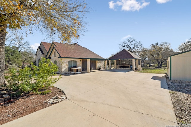 exterior space featuring a gazebo