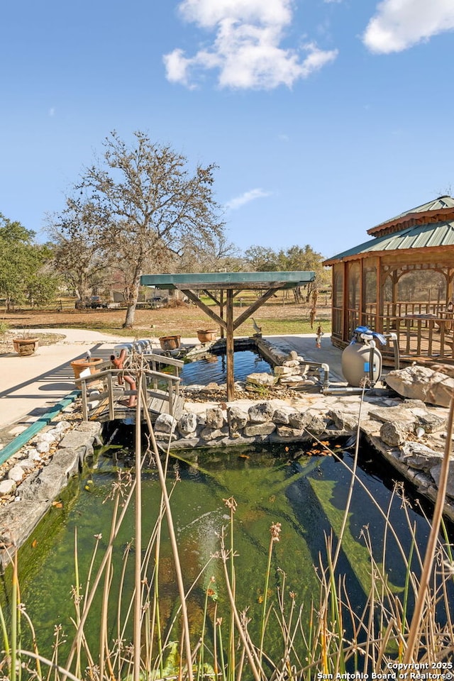 dock area with a gazebo