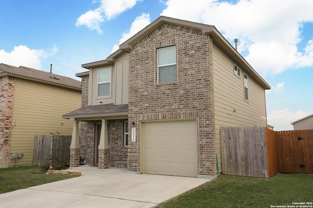 view of front property with a garage