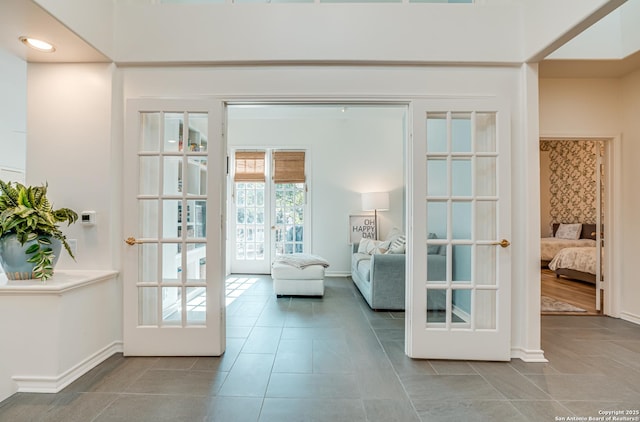 entryway featuring french doors