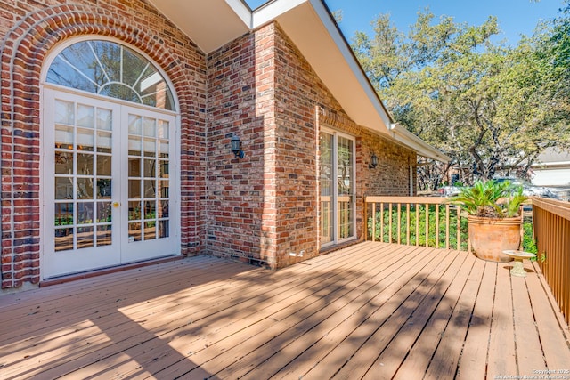 wooden terrace with french doors