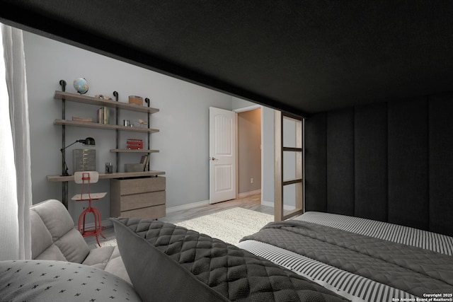 bedroom featuring light hardwood / wood-style floors