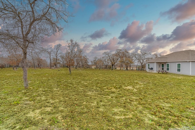 view of yard at dusk