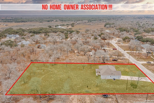 aerial view at dusk with a rural view