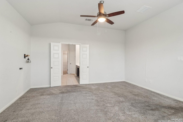 empty room with light carpet and ceiling fan