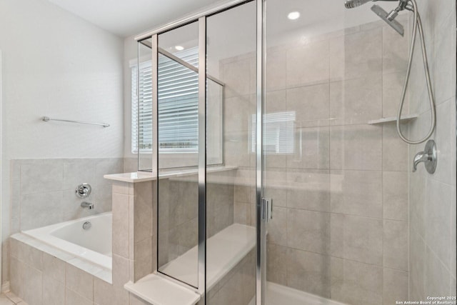 bathroom with plus walk in shower