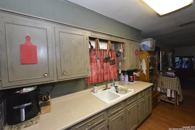 kitchen featuring dark hardwood / wood-style flooring and sink