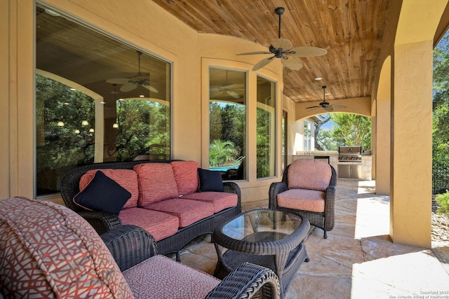 view of patio / terrace with an outdoor kitchen and grilling area