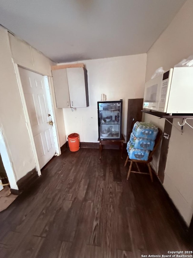 interior space with dark hardwood / wood-style floors