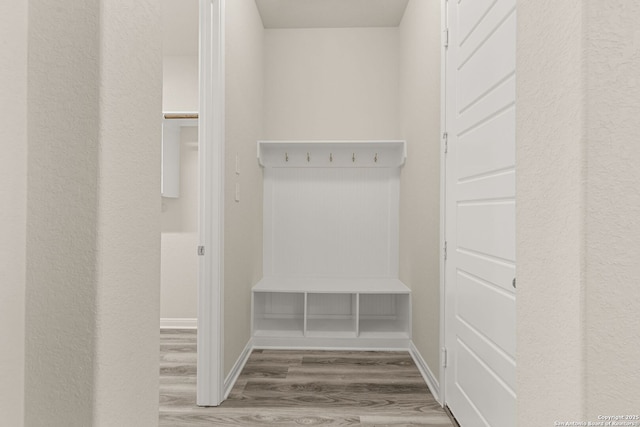 mudroom with hardwood / wood-style floors