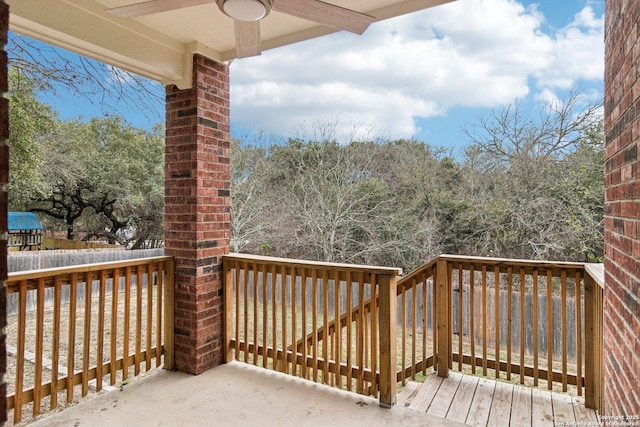 deck featuring ceiling fan