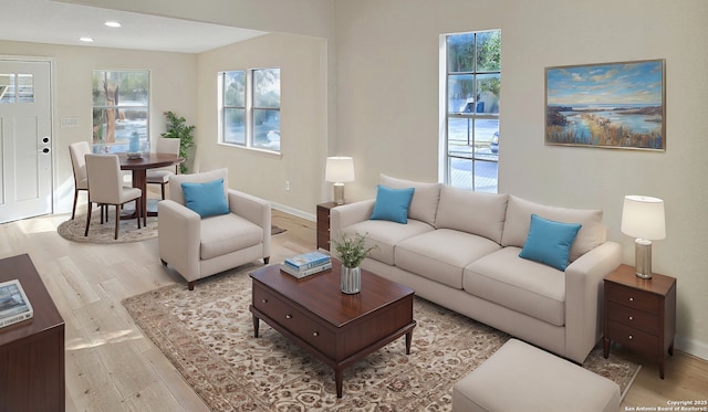 living room featuring light hardwood / wood-style floors