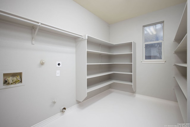 laundry room with electric dryer hookup, hookup for a gas dryer, and washer hookup