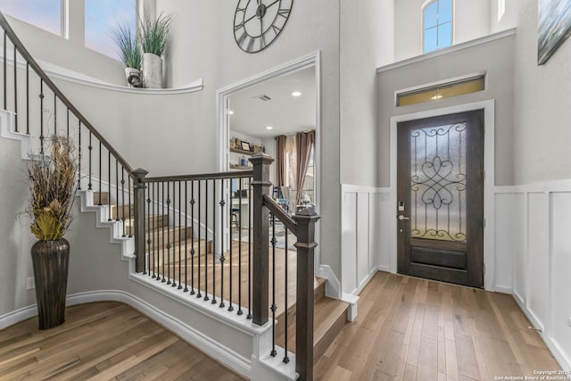 foyer with hardwood / wood-style flooring