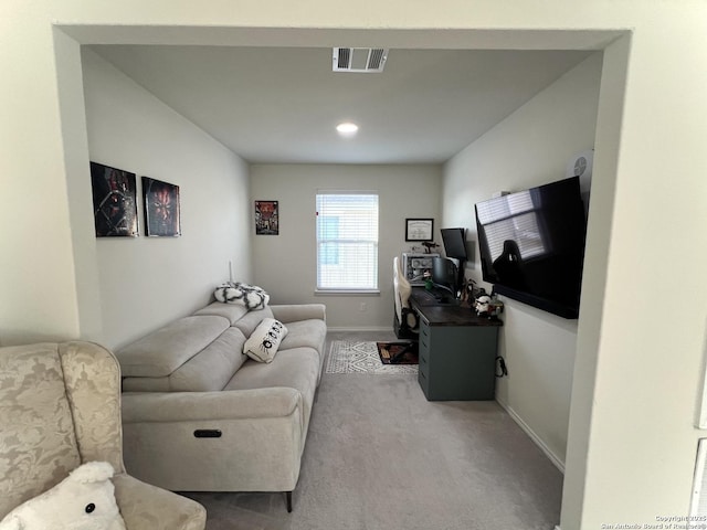 living room featuring carpet floors