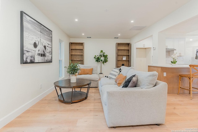 living room featuring light hardwood / wood-style flooring