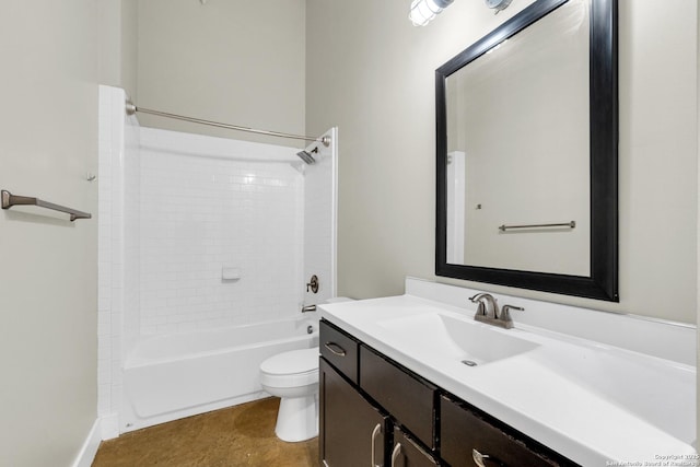 full bathroom with vanity, toilet, and shower / bathtub combination