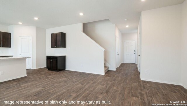 3216 Pemberton Rose, San Antonio, TX 78245 - unfurnished living room with dark wood-type flooring