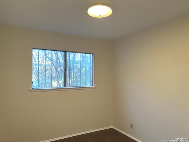 spare room featuring wood-type flooring