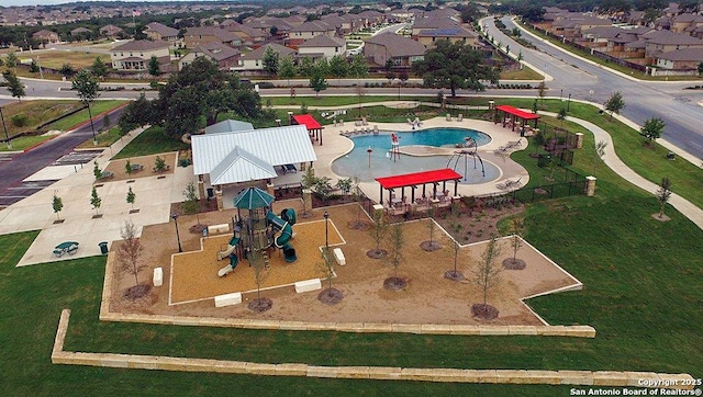 drone / aerial view featuring a residential view