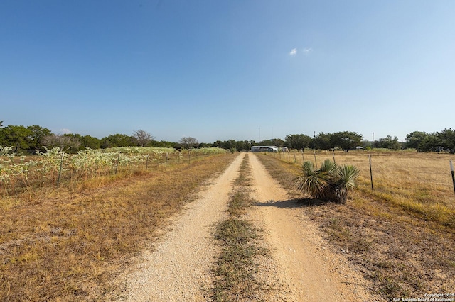 view of road with a rural view