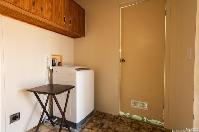 laundry room featuring washer hookup and cabinets