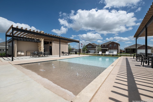 14502 Gunsight Pass, San Antonio, TX 78253 - view of pool with a patio, outdoor dining space, and a pergola