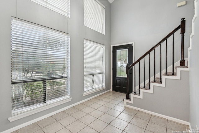 view of tiled foyer entrance