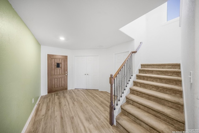 foyer entrance featuring light hardwood / wood-style flooring