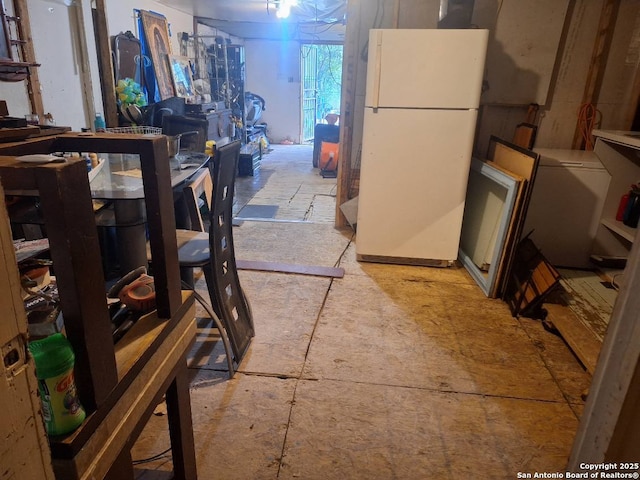 kitchen with white refrigerator