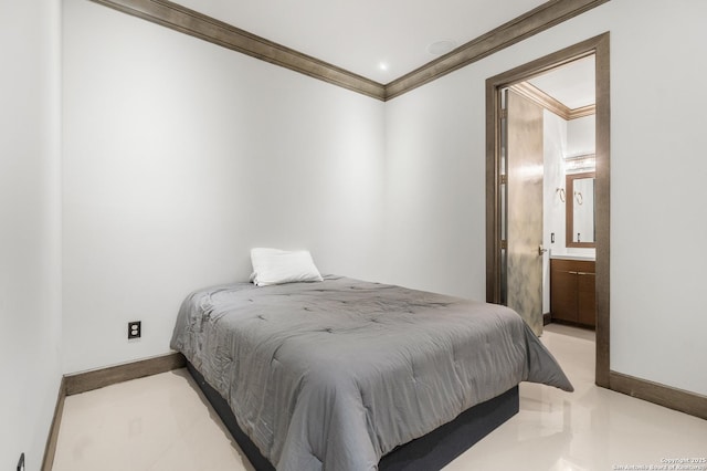 bedroom with ornamental molding