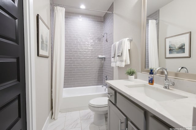 full bathroom featuring vanity, toilet, and shower / tub combo