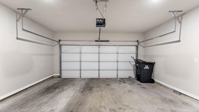 garage with a garage door opener