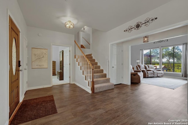 entryway featuring dark wood-type flooring