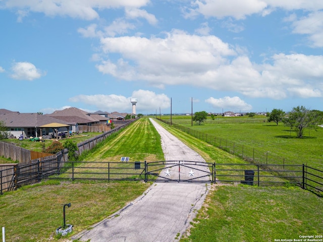 view of road with a rural view