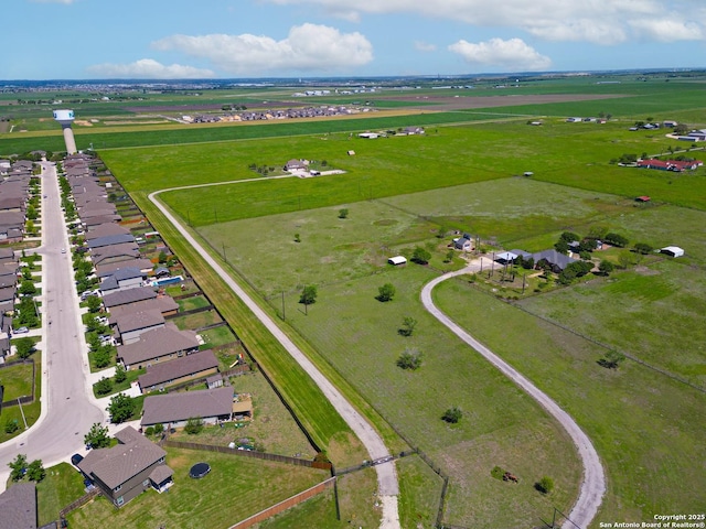 aerial view with a rural view