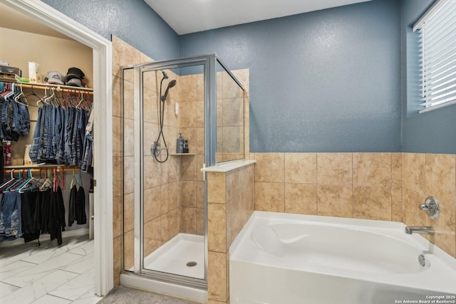 bathroom with plus walk in shower