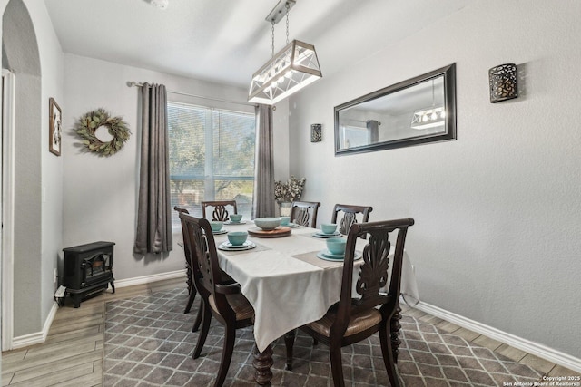 dining space featuring hardwood / wood-style flooring