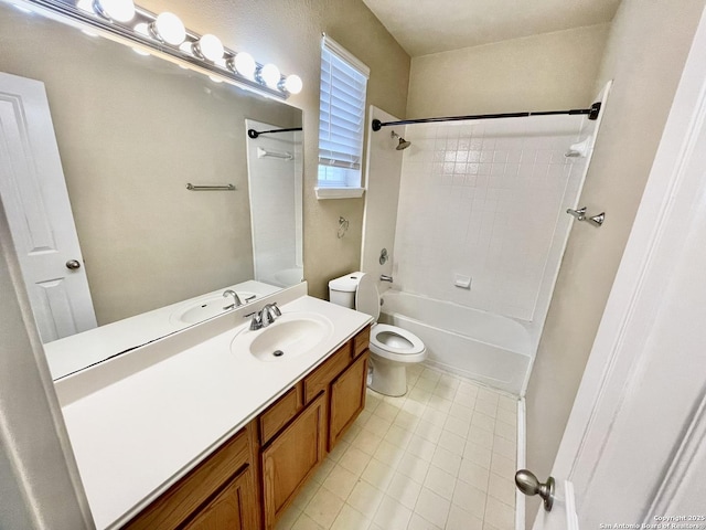 full bathroom featuring vanity, toilet, and shower / bath combination