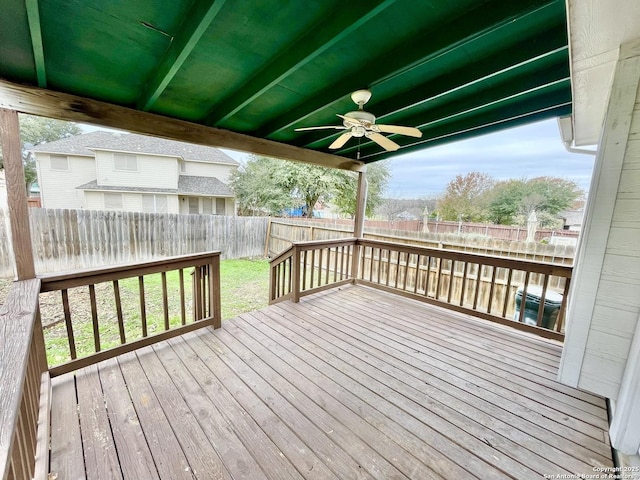 deck featuring ceiling fan