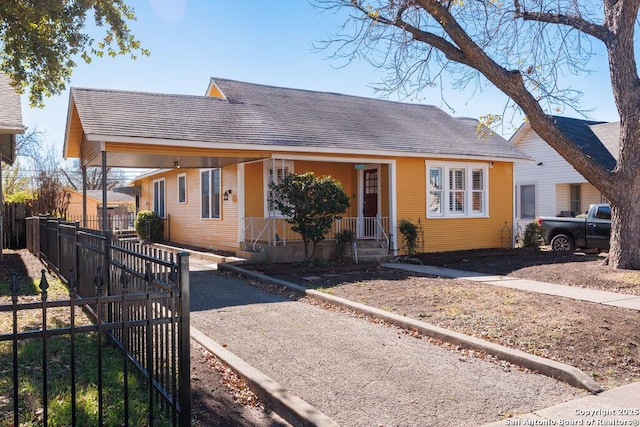 view of front facade featuring covered porch