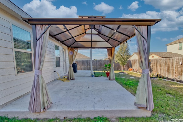 view of patio featuring a gazebo