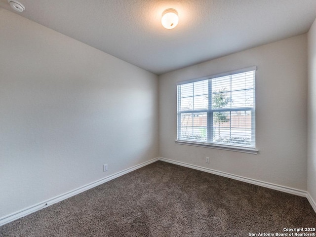 empty room with dark colored carpet