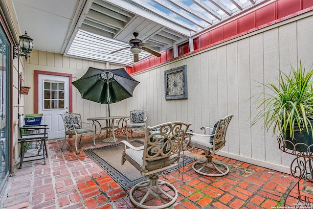 view of patio with ceiling fan