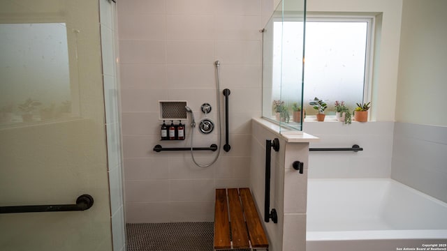 bathroom with independent shower and bath