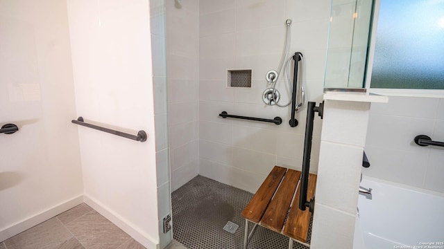 bathroom with tile patterned floors